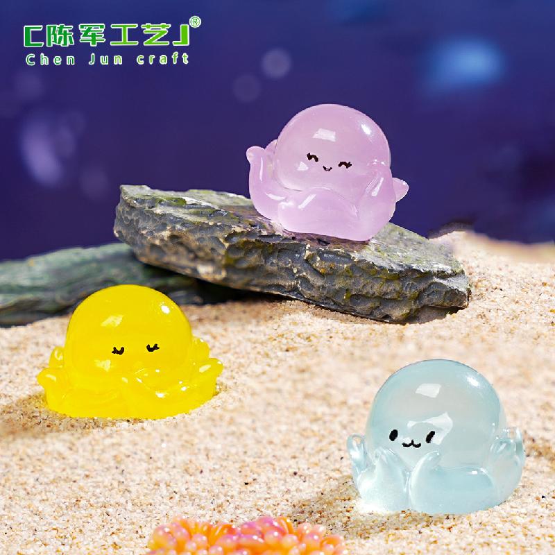 Phụ Kiện Tiểu Cảnh 微景观创意夜光小章鱼鱼缸水族造景 DIY装饰品配件迷你树脂小摆件