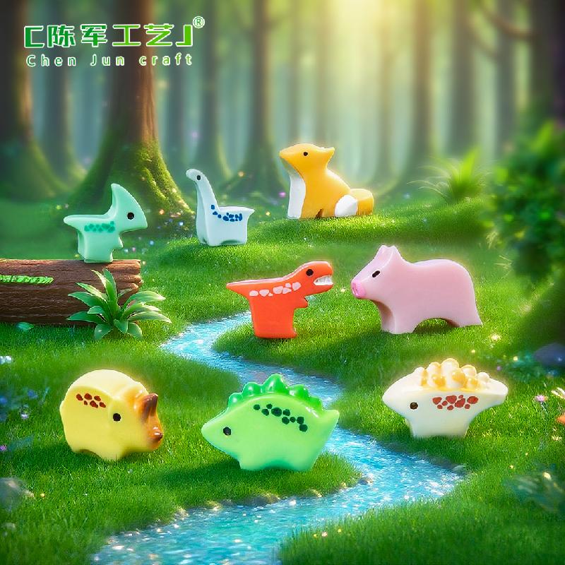 Phụ Kiện Tiểu Cảnh 微景观创意仿真木雕小动物萌粒公仔 DIY装饰品配件迷你树脂小摆件