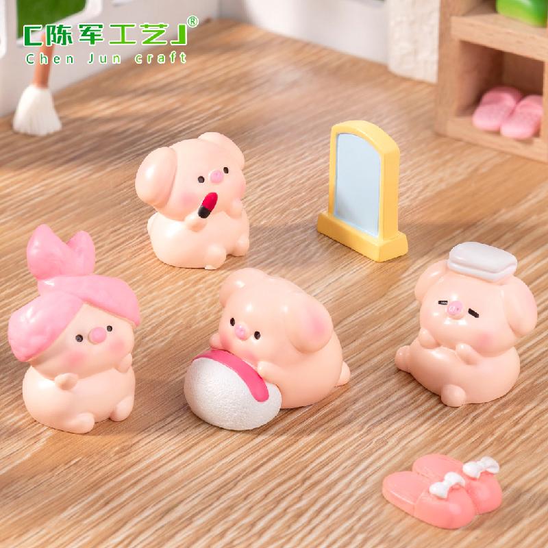 Phụ Kiện Tiểu Cảnh 微景观创意化妆小猪公仔娃娃屋 DIY装饰品配件迷你汽车桌面小摆件