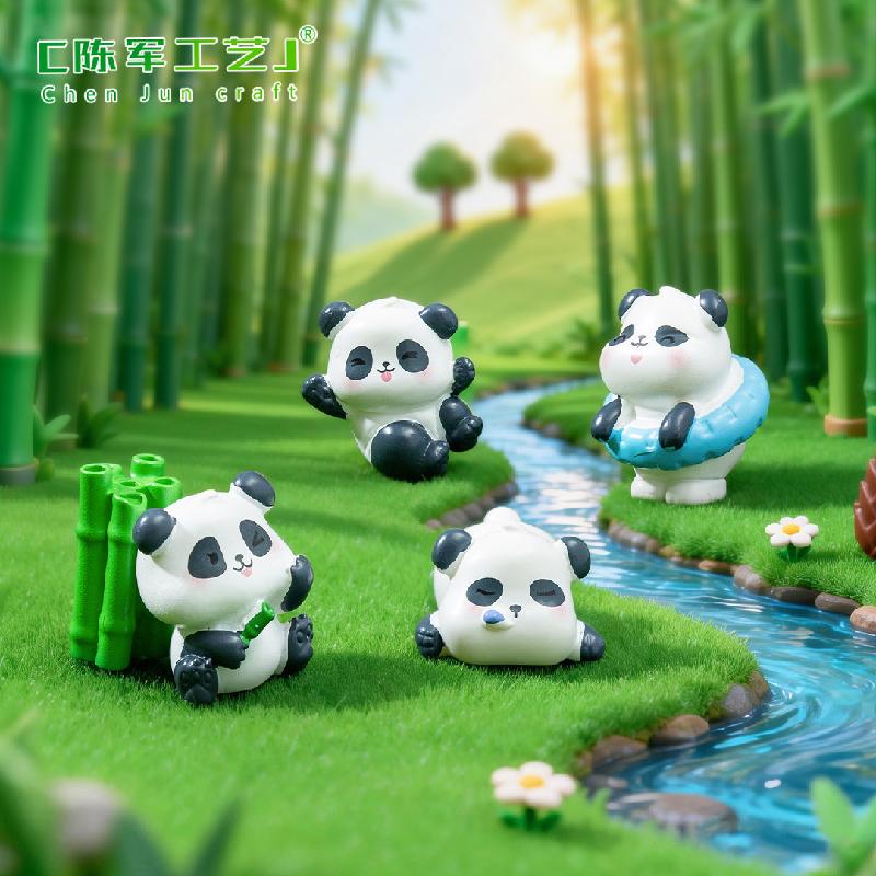 Phụ Kiện Tiểu Cảnh Tiểu cảnh gấu trúc dễ thương, trang trí tre và măng mini (ZC-59)