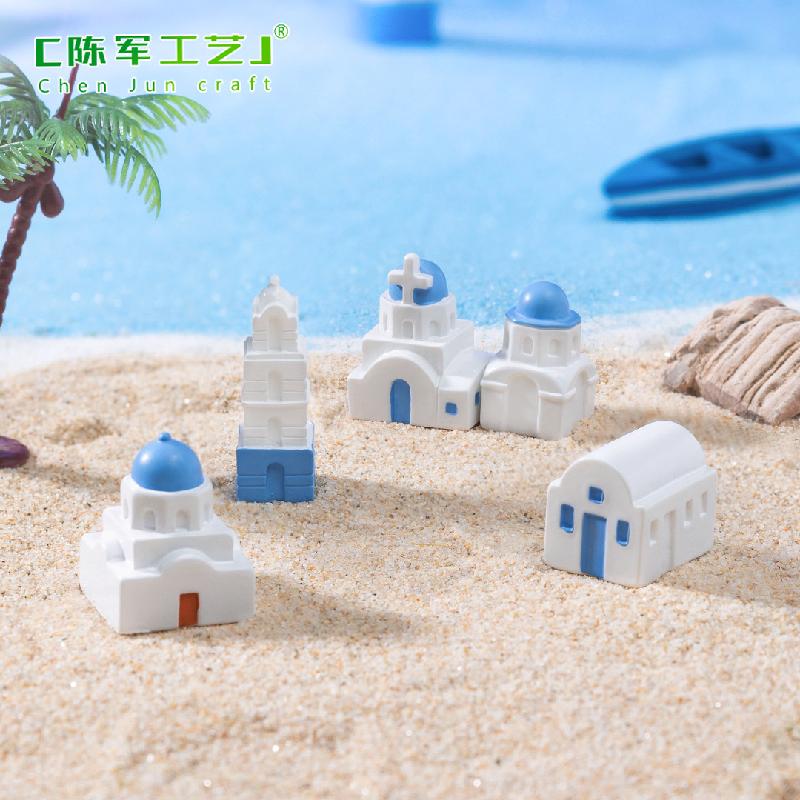 Phụ Kiện Tiểu Cảnh 微景观创意地中海房子建筑沙滩造景 DIY装饰品配件迷你微缩小摆件