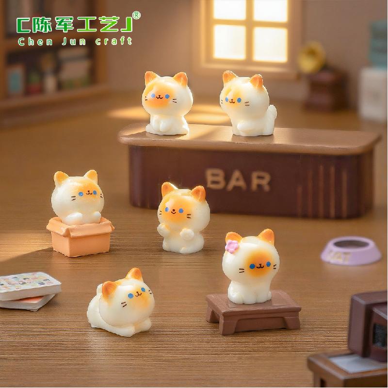 Phụ Kiện Tiểu Cảnh 微景观创意可爱小暹罗猫公仔 DIY装饰品挂配件迷你车载桌面小摆件