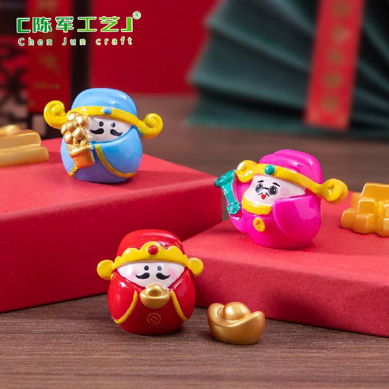 Phụ Kiện Tiểu Cảnh 微景观创意财神爷达摩招财公仔DIY装饰品配件迷你车载桌面小摆件