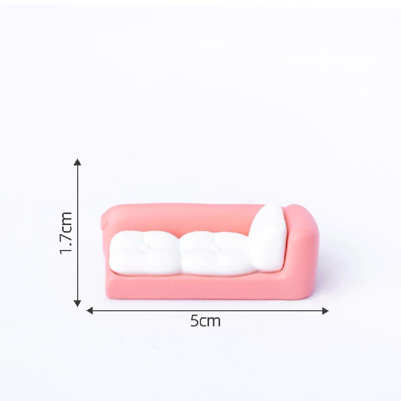 Tiểu cảnh sofa phòng khách màu hồng, búp bê DIY, phụ kiện bàn tiểu cảnh mini đáng yêu (ZC-205)
