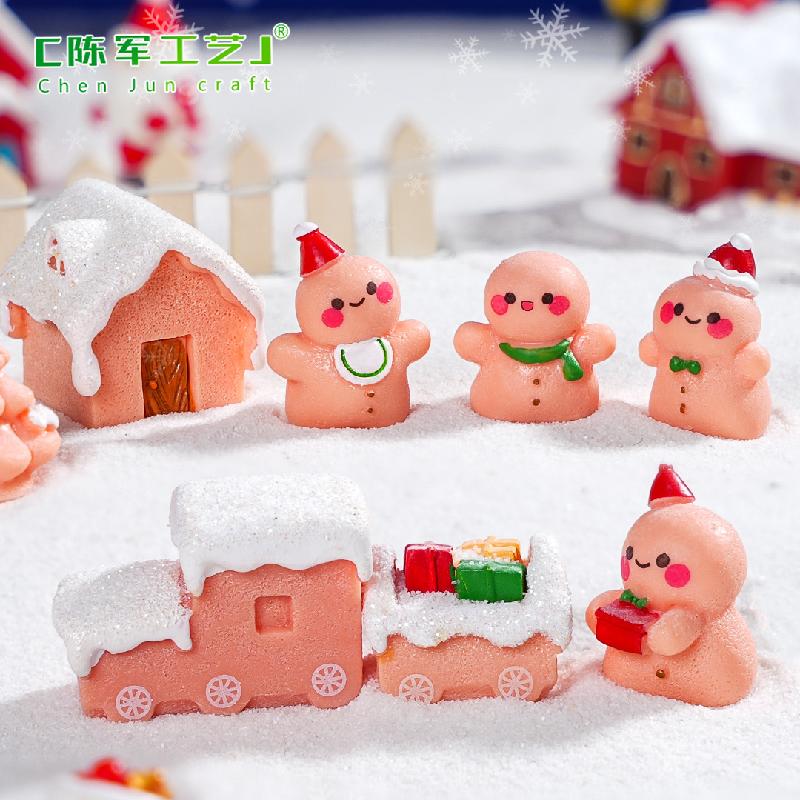 Phụ Kiện Tiểu Cảnh 跨境微景观创意圣诞姜饼人公仔节日造景 DIY装饰品配件迷你小摆件