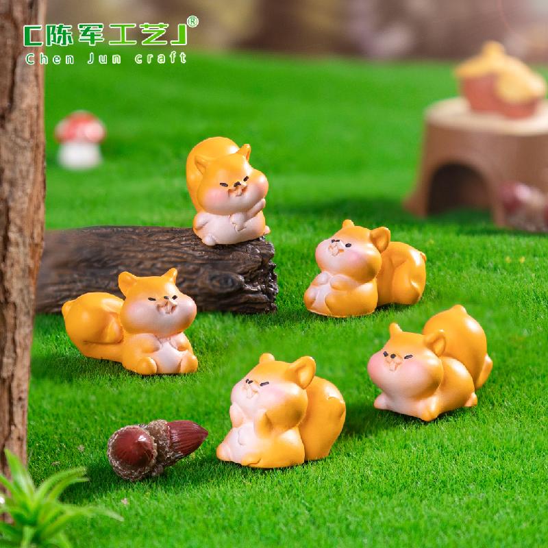 Phụ Kiện Tiểu Cảnh 微景观创意可爱胖胖小松鼠园艺造 DIY装饰品挂配件迷你桌面小摆件