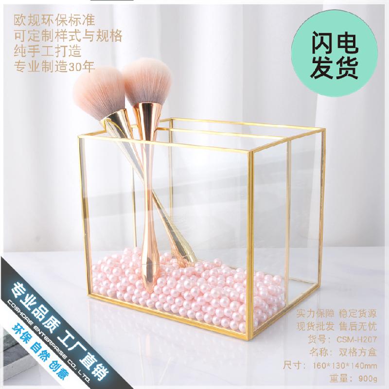 Chậu Đa Giác Hộp kính mỹ phẩm vàng, khay chia ngăn trang sức (DG-91)