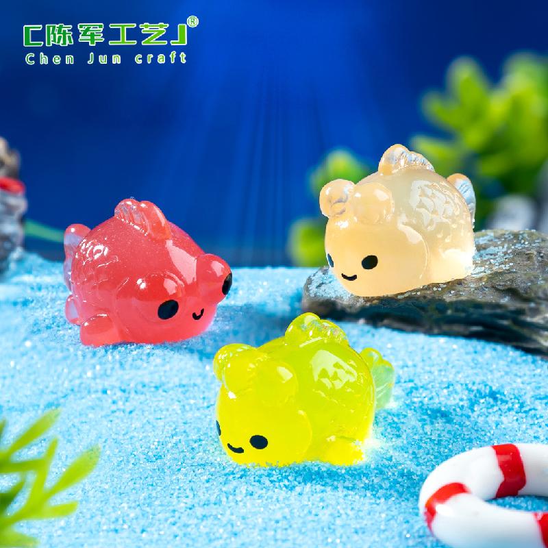 Phụ Kiện Tiểu Cảnh 微景观夜光创意夜光小金鱼萌粒鱼缸造景 DIY装饰品配件迷你小摆件
