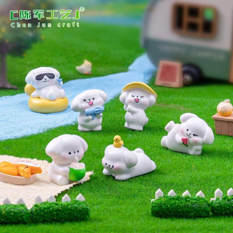 Phụ Kiện Tiểu Cảnh 微景观创意可爱休闲小狗公仔DIY装饰品挂配件迷你车载桌面小摆件