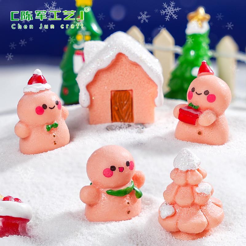 Phụ Kiện Tiểu Cảnh 跨境微景观创意圣诞姜饼人公仔节日造景 DIY装饰品配件迷你小摆件
