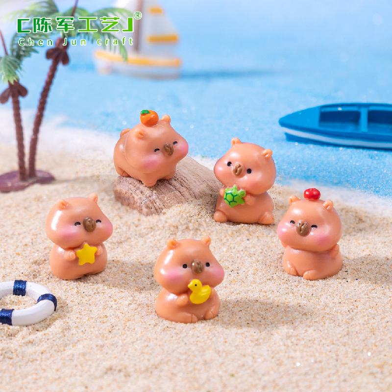 Phụ Kiện Tiểu Cảnh 微景观创意简单卡皮巴拉公仔 DIY装饰品挂配件迷你车载桌面小摆件