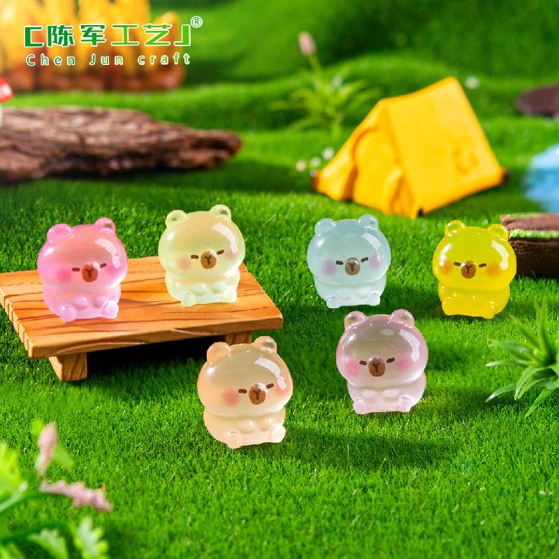 Phụ Kiện Tiểu Cảnh 微景观创意夜光多彩卡皮巴拉水豚动物 DIY装饰配件迷你桌面小摆件