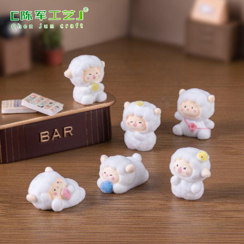 Phụ Kiện Tiểu Cảnh 创意可爱小羊植绒公仔萌粒迷你小摆件 DIY装饰品钥匙扣包包挂配件