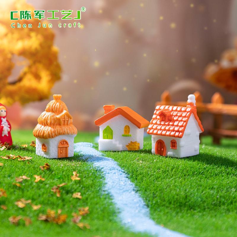 Phụ Kiện Tiểu Cảnh 微景观创意复古小房子乡村田野 造景DIY装饰品配件迷你微缩小摆件
