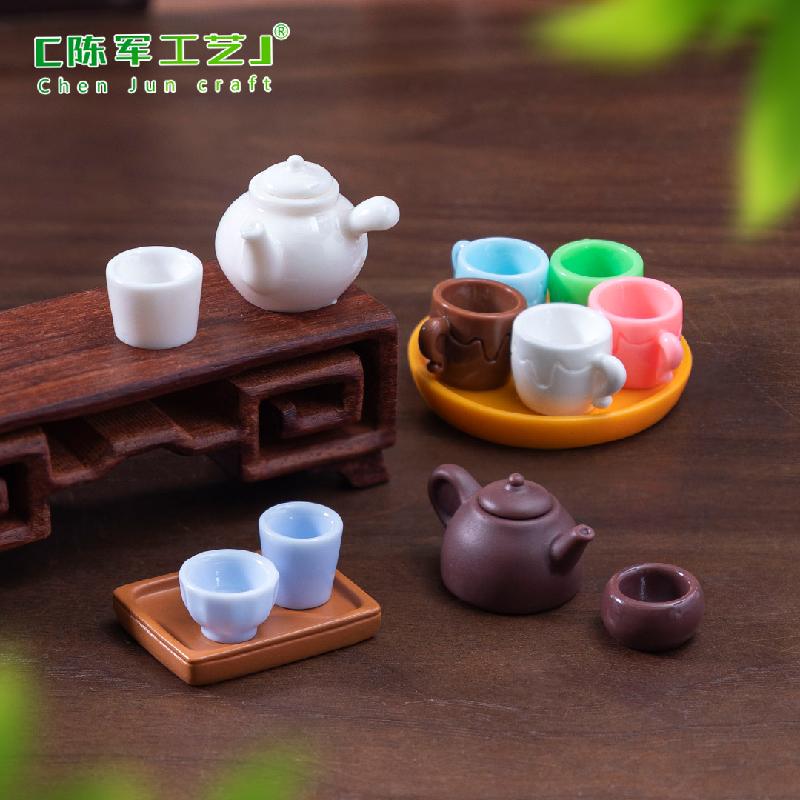 Phụ Kiện Tiểu Cảnh 微景观创意多彩杯子茶壶娃娃屋 DIY装饰品配件迷你树脂桌面小摆件