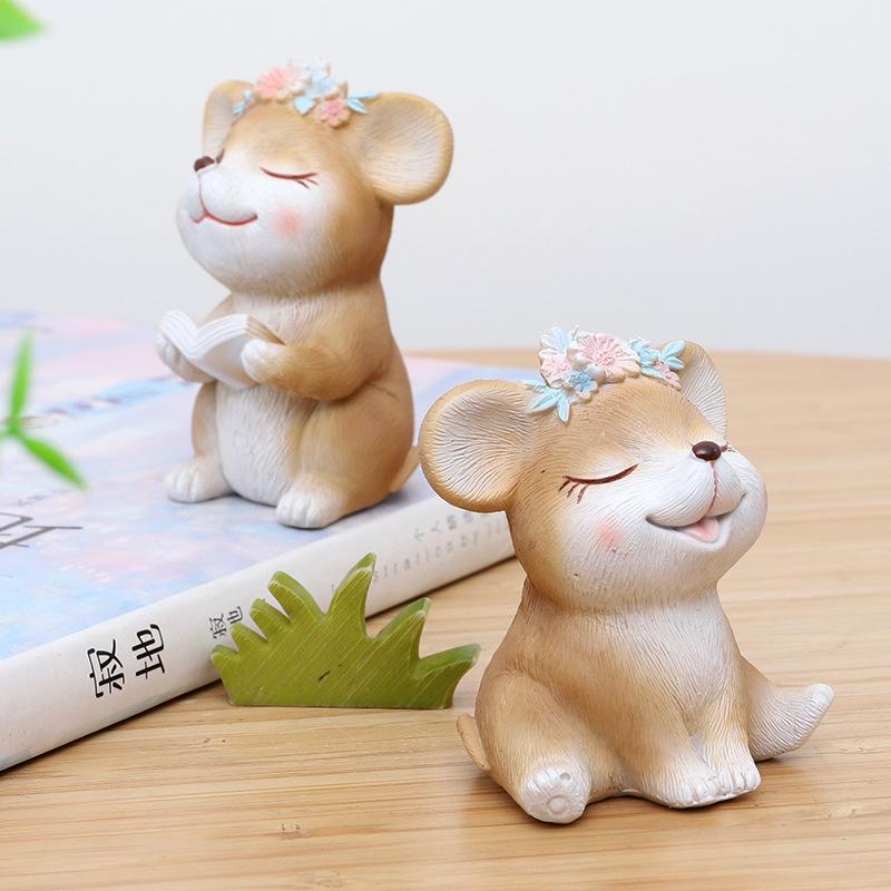 Chậu Cây Resin Tượng chuột resin mini phong cách Instagram, đồ trang trí bánh kem, bàn làm việc và nhà (RG-260)