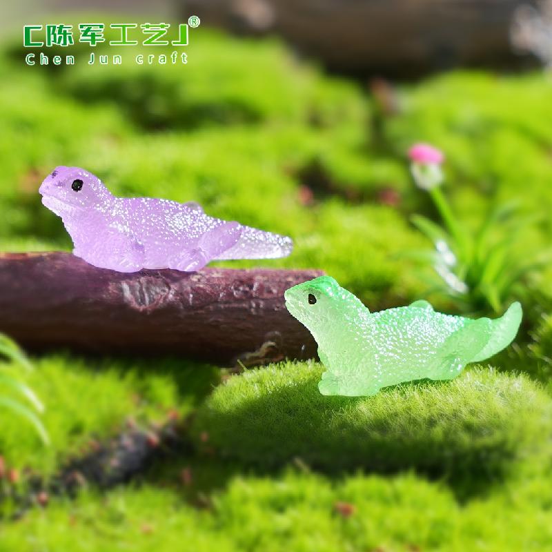 Phụ Kiện Tiểu Cảnh 跨境外贸苔藓微景观夜光写实蜥蜴园艺造景 DIY装饰配件迷你小摆件