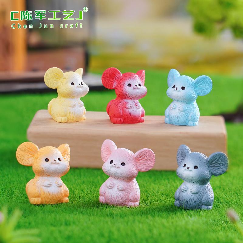 Phụ Kiện Tiểu Cảnh 跨境外贸微景观创意田园小鼠园艺造景 DIY装饰配件迷你树脂小摆件