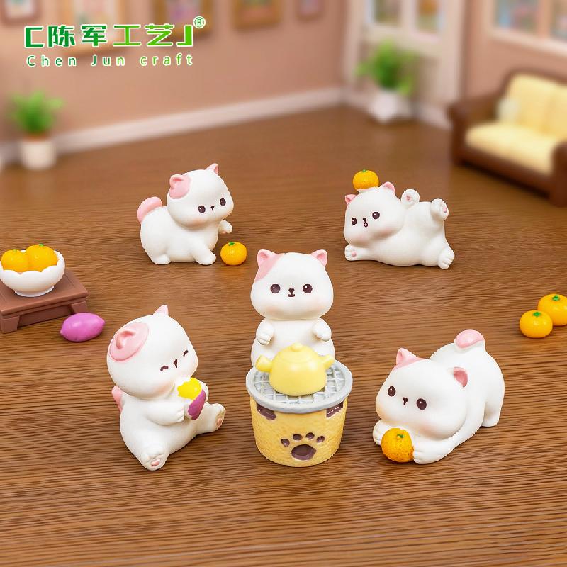Phụ Kiện Tiểu Cảnh Tiểu cảnh mèo quanh lửa, nhà búp bê trà mini dễ thương (ZC-94)