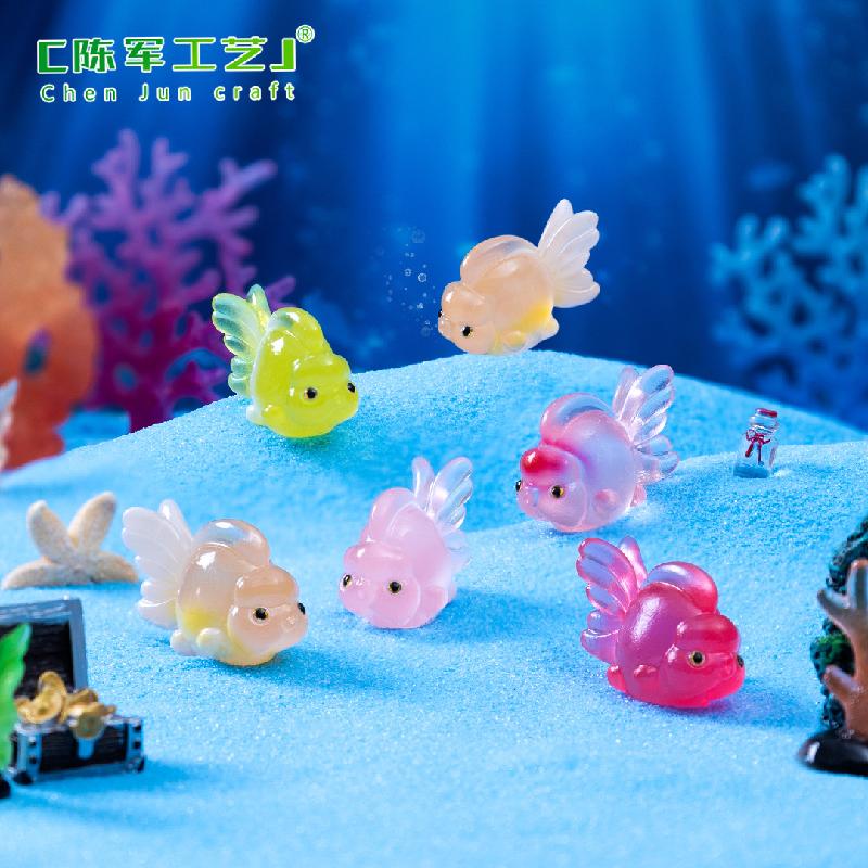 Phụ Kiện Tiểu Cảnh 微景观创意夜光福寿小锦鲤鱼儿海洋造景 DIY装饰品配件迷你小摆件
