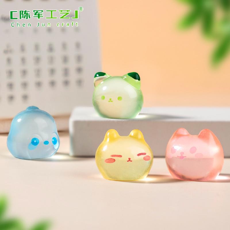 Phụ Kiện Tiểu Cảnh 跨境新品微景观创意夜光小猫兔子动物头 DIY装饰品配件迷你小摆件
