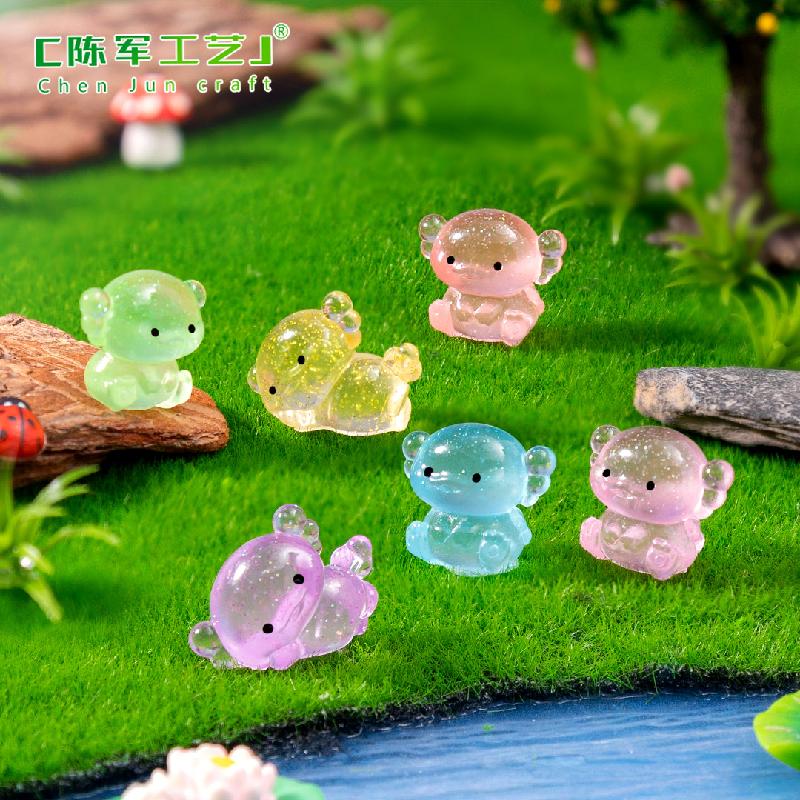 Phụ Kiện Tiểu Cảnh 跨境新品微景观创意夜光胖胖细闪六角龙 DIY装饰品配件迷你小摆件