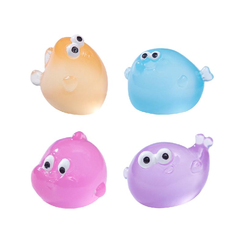 Tiểu cảnh cá mập tròn phát sáng DIY, phụ kiện tiểu cảnh mini resin bàn garden đáng yêu (ZC-1408)