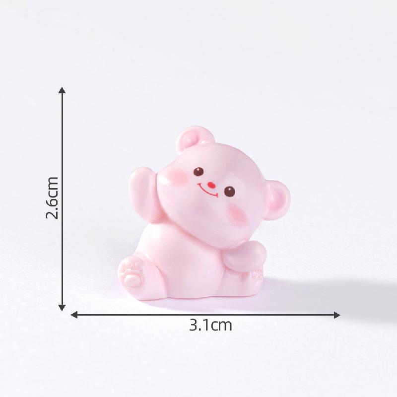 Tiểu cảnh gấu hồng dễ thương, búp bê DIY, phụ kiện xe hơi tiểu cảnh bàn mini (ZC-470)