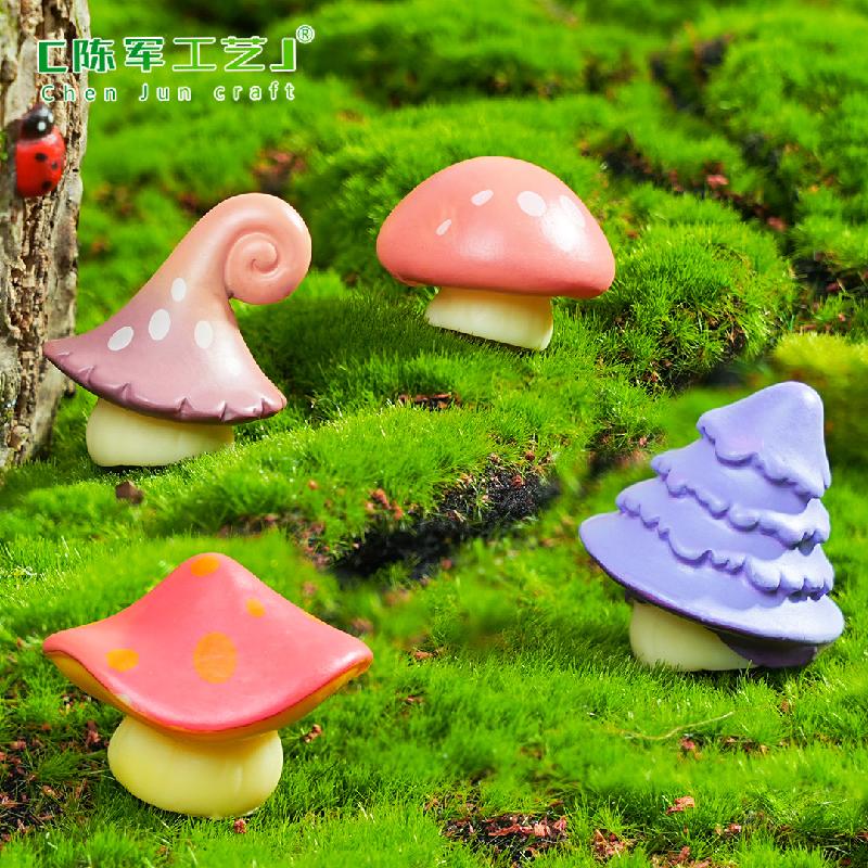 Phụ Kiện Tiểu Cảnh 苔藓微景观创意仿真彩色大蘑菇园艺造景 DIY装饰品配件迷你小摆件