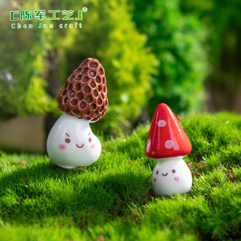 Phụ Kiện Tiểu Cảnh 跨境外贸微景观可爱歪头小蘑菇萌粒 苔藓园艺diy装饰品配件小摆件