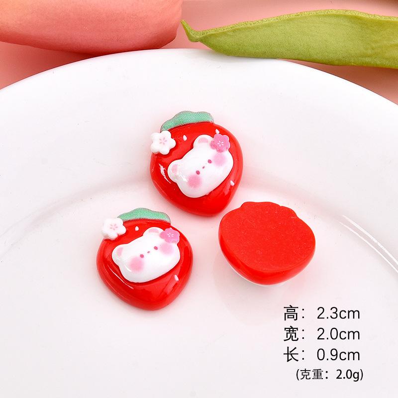 Gấu dâu hoa anh đào resin, phụ kiện DIY (NX-622)