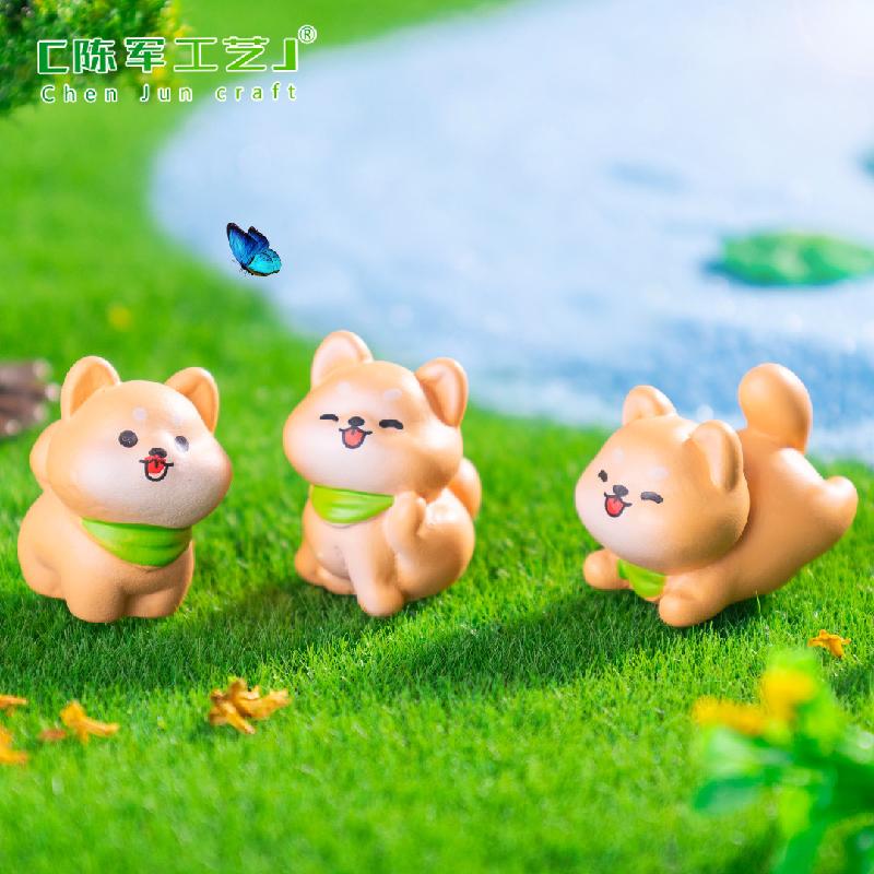 Phụ Kiện Tiểu Cảnh 可爱豆柴犬小狗公仔 园艺造景diy装饰品配件微景观桌面车载小摆件