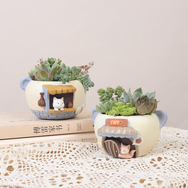 Chậu Cây Resin Chậu cây mọng nước hình nàng tiên resin, chậu mini để bàn, trang trí nhà, ban công và tiểu cảnh (RG-193)