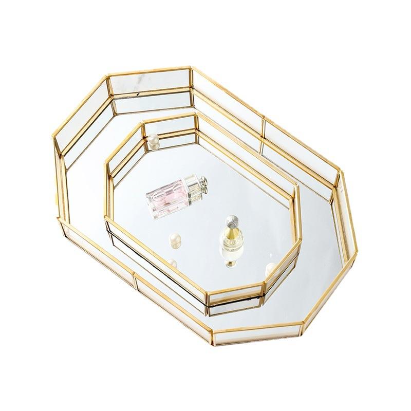 Khay kính viền đồng đựng bánh, trang sức, mỹ phẩm (DG-98)