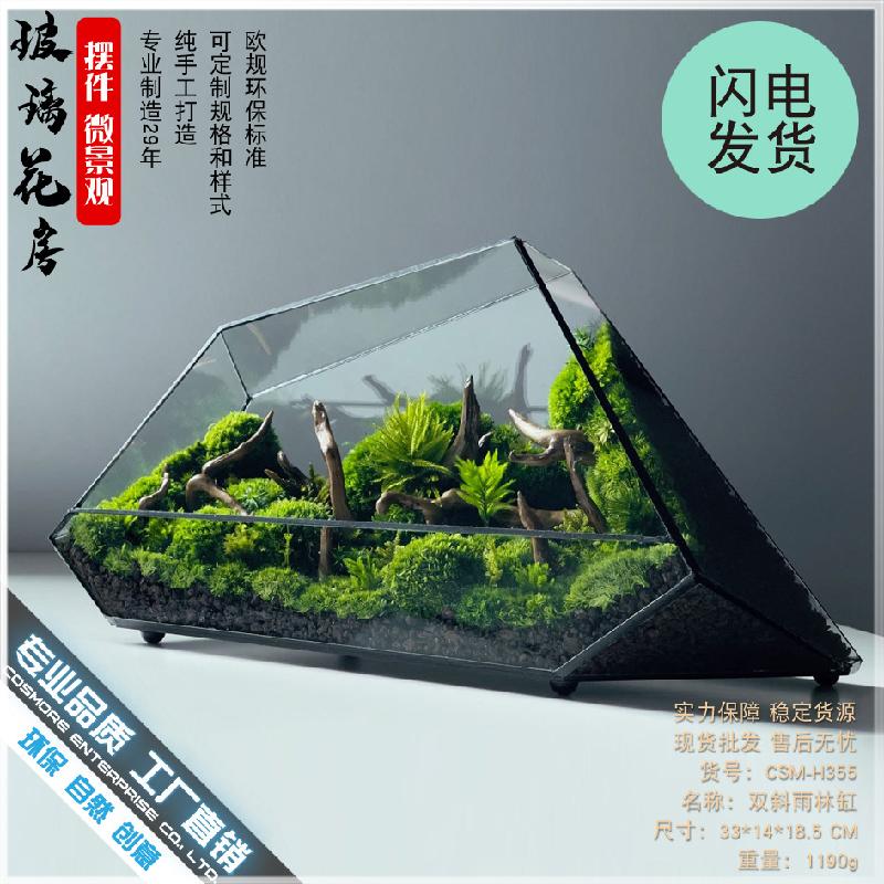 Chậu Đa Giác DG-3 Hộp gỗ, hồ nước rừng, thảm thực vật, cảnh quan nhỏ, hình học kính, thủy tinh, hộp che phủ, trang trí nhà cửa