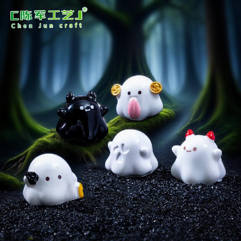 Phụ Kiện Tiểu Cảnh 跨境微景观创意实色可爱鬼恶魔萌粒 DIY装饰配件迷你万圣节小摆件