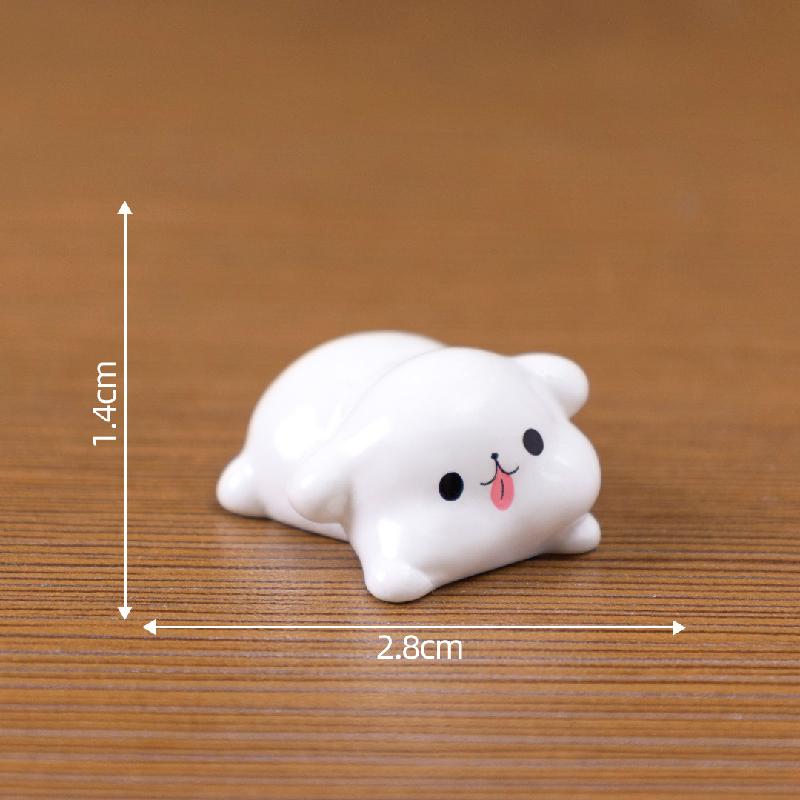 Tiểu cảnh cún trắng nằm DIY, phụ kiện tiểu cảnh mini xe bàn resin garden đáng yêu cute (ZC-1418)