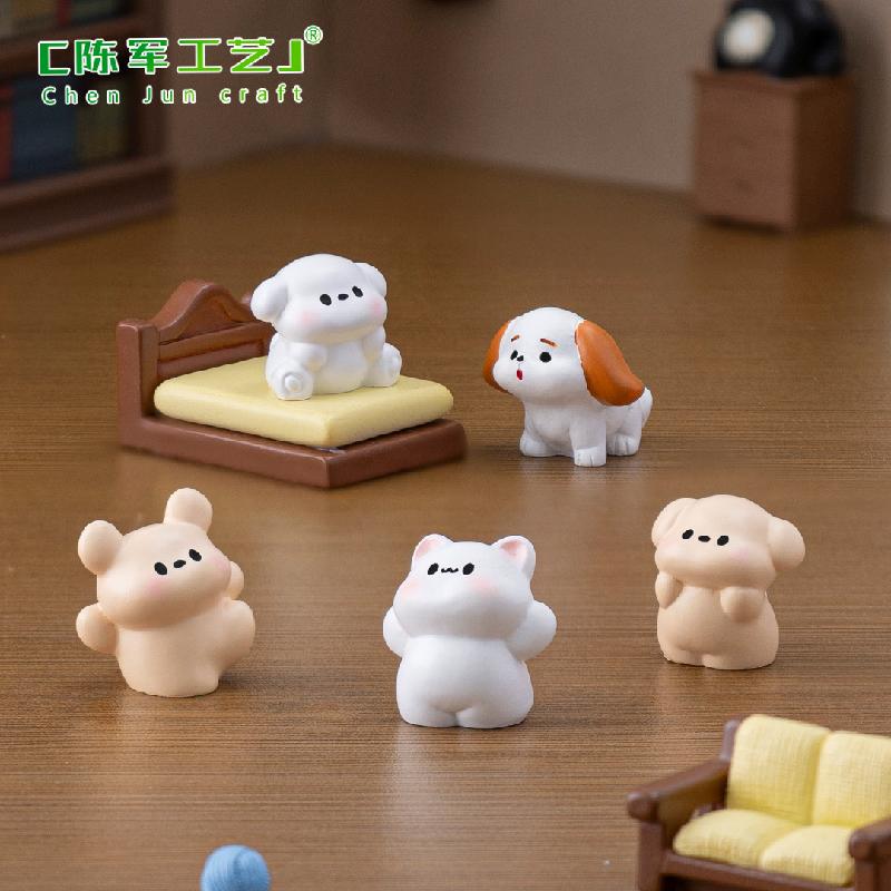 Phụ Kiện Tiểu Cảnh 微景观创意可爱小猫小狗公仔娃娃屋 DIY装饰品配件迷你桌面小摆件