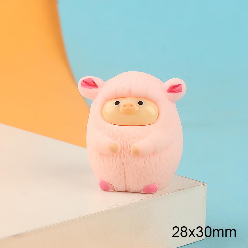 马卡龙可爱猪 饰品 树脂配件diy手工微景观摆件微缩立体挂件材料