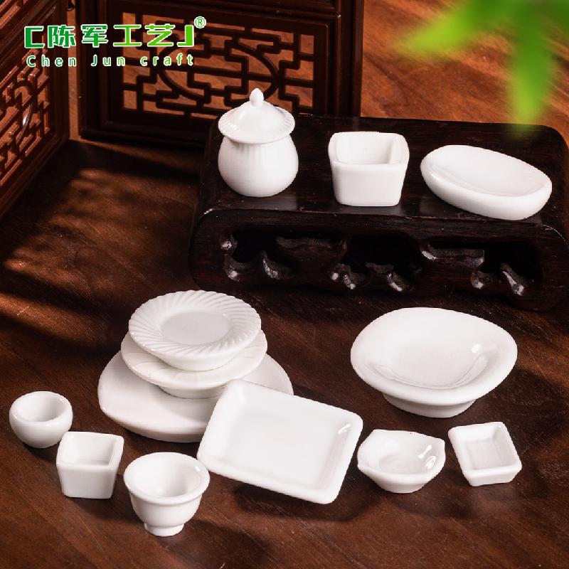 Phụ Kiện Tiểu Cảnh 微景观创意陶瓷盘子食玩微缩模型娃娃屋 DIY装饰品配件迷你小摆件