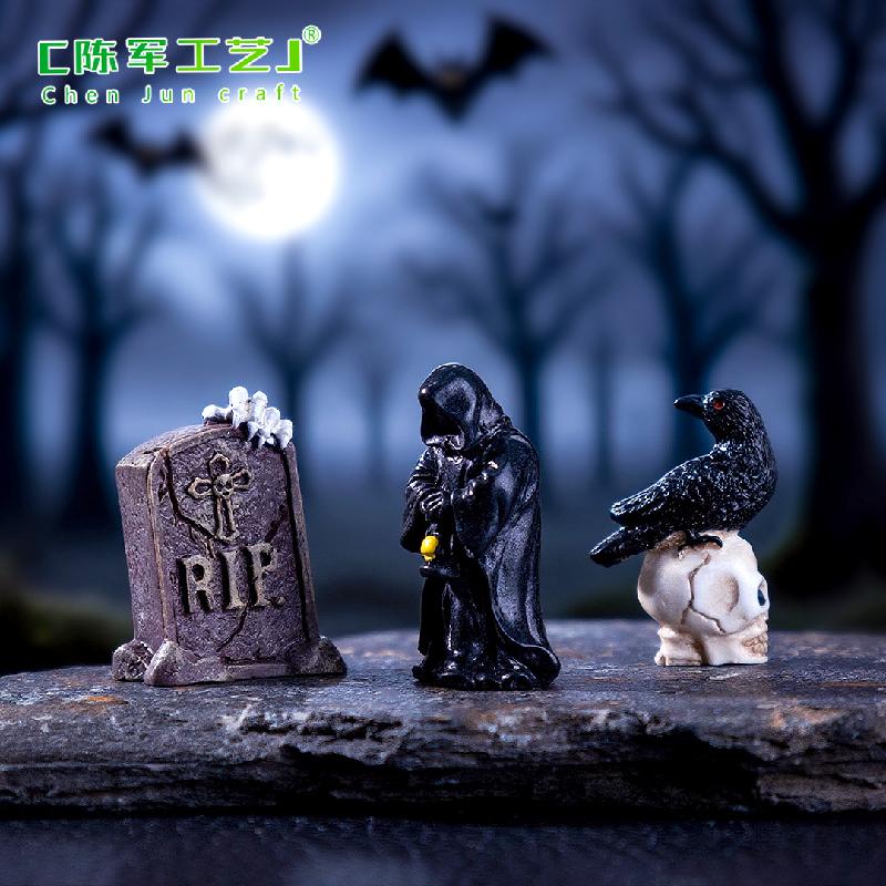 Phụ Kiện Tiểu Cảnh 跨境新品微景观创意城堡南瓜万圣节造景DIY装饰品配件迷你小摆件