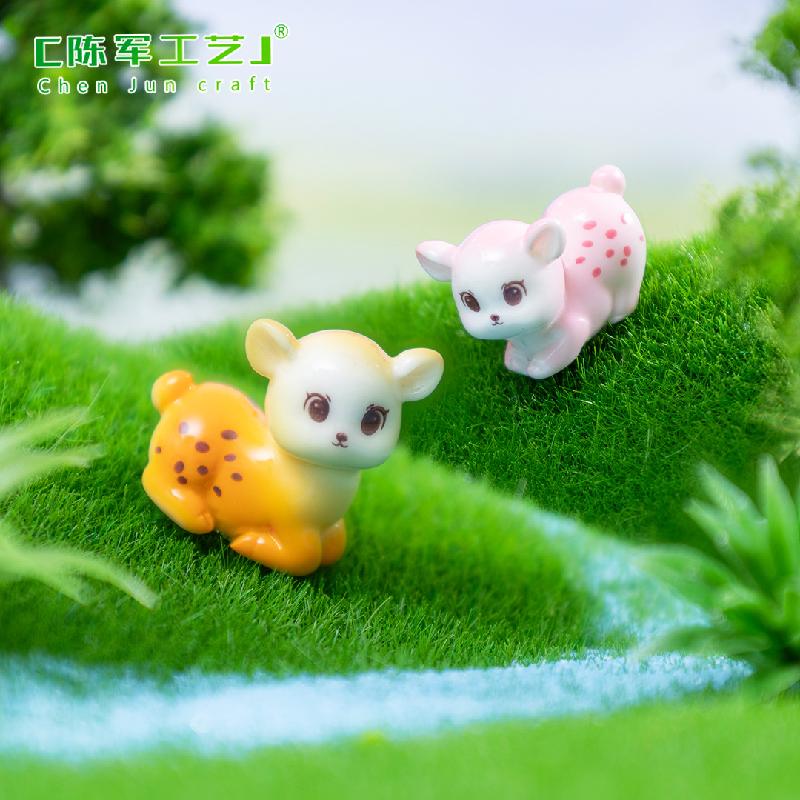 Phụ Kiện Tiểu Cảnh 微景观创意如意鹿鹿公仔园艺造景 DIY装饰品挂配件迷你树脂小摆件