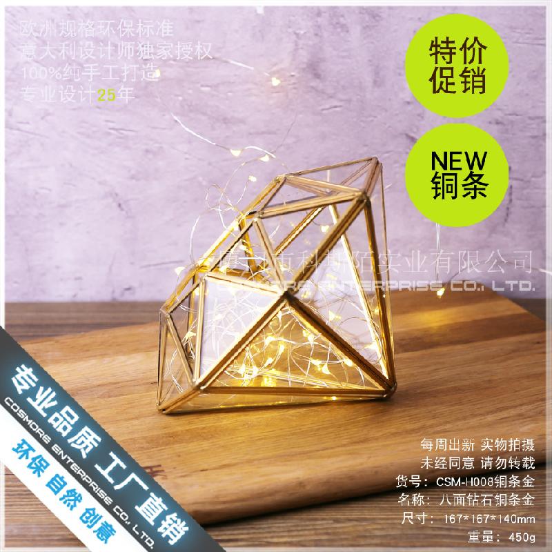 Chậu Đa Giác Nhà kính kim cương 8 mặt, tiểu cảnh rêu (DG-163)