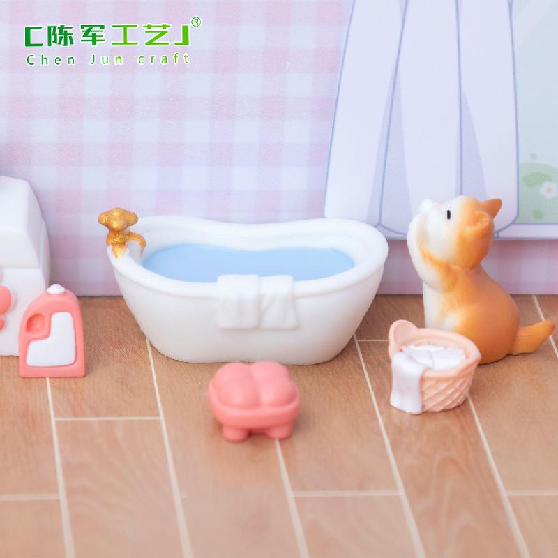 Phụ Kiện Tiểu Cảnh 微景观创意可爱粉色浴室娃娃屋家具用品 diy装饰品配件迷你小摆件