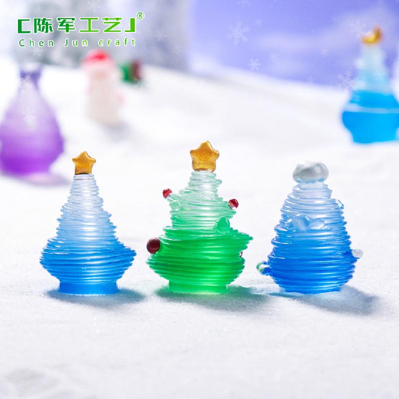 Phụ Kiện Tiểu Cảnh 跨境微景观创意夜光拉丝圣诞树雪地造景 DIY装饰品配件迷你小摆件