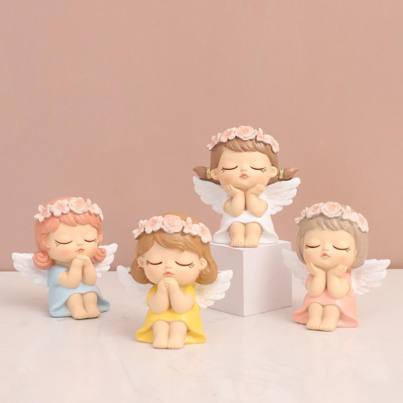 Chậu Cây Resin Tượng thiên thần nhỏ resin, đồ trang trí bàn phòng khách, phụ kiện DIY và quà tặng (RG-118)