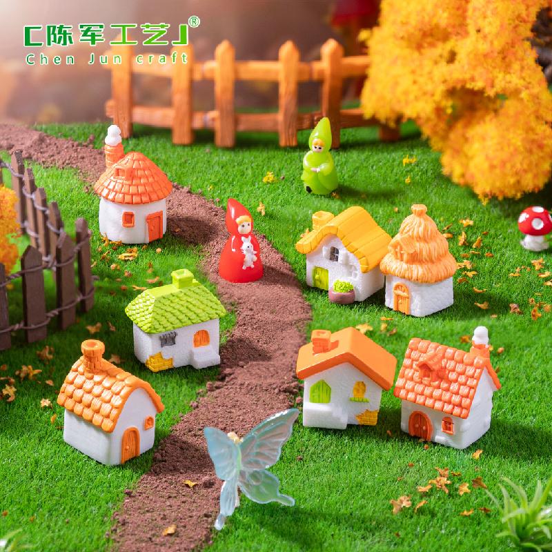 Phụ Kiện Tiểu Cảnh 微景观创意复古小房子乡村田野 造景DIY装饰品配件迷你微缩小摆件