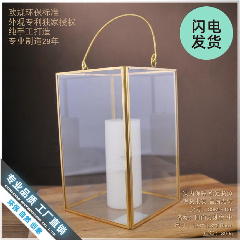 Chậu Đa Giác Đèn nến kính phong cách Bắc Âu cổ điển (DG-112)