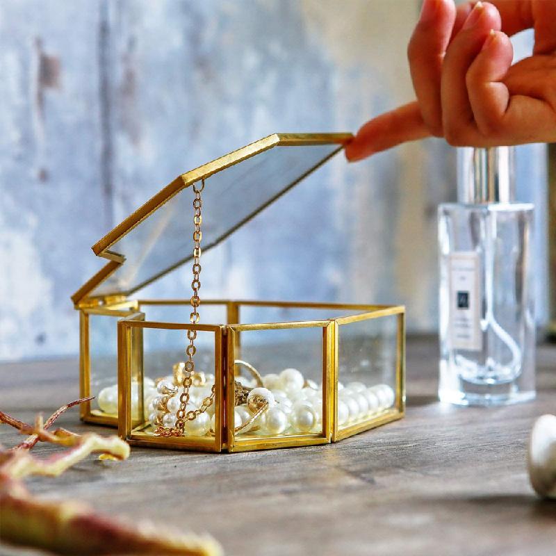 Chậu Đa Giác DG-35 Hộp trang sức nhỏ phong cách Á Đông cổ điển, sáng tạo, tình yêu, thủy tinh