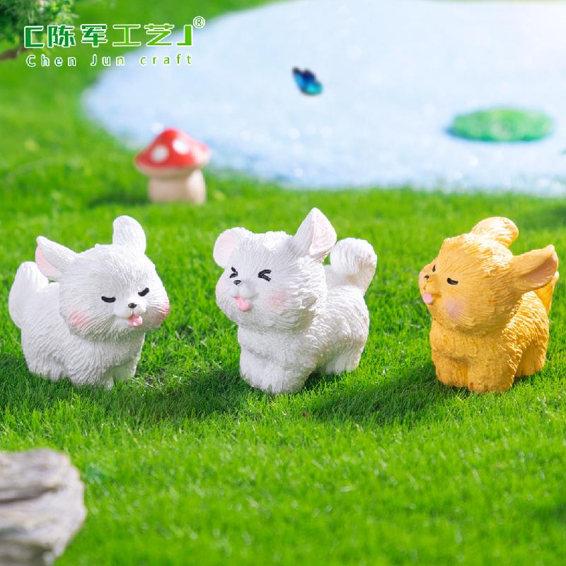 Phụ Kiện Tiểu Cảnh 微景观创意潦草小白狗园艺造景 DIY装饰品配件迷你汽车桌面小摆件